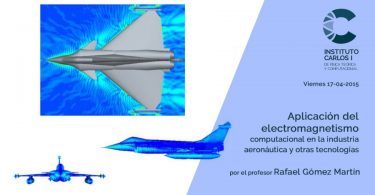 Cartel de la Conferencia: Aplicación del electromagnetismo computacional en la industria aeronáutica y otras tecnologías.