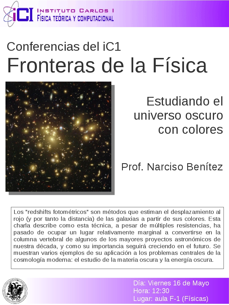 Cartel de la Conferencia: Estudiando el universo oscuro con colores.