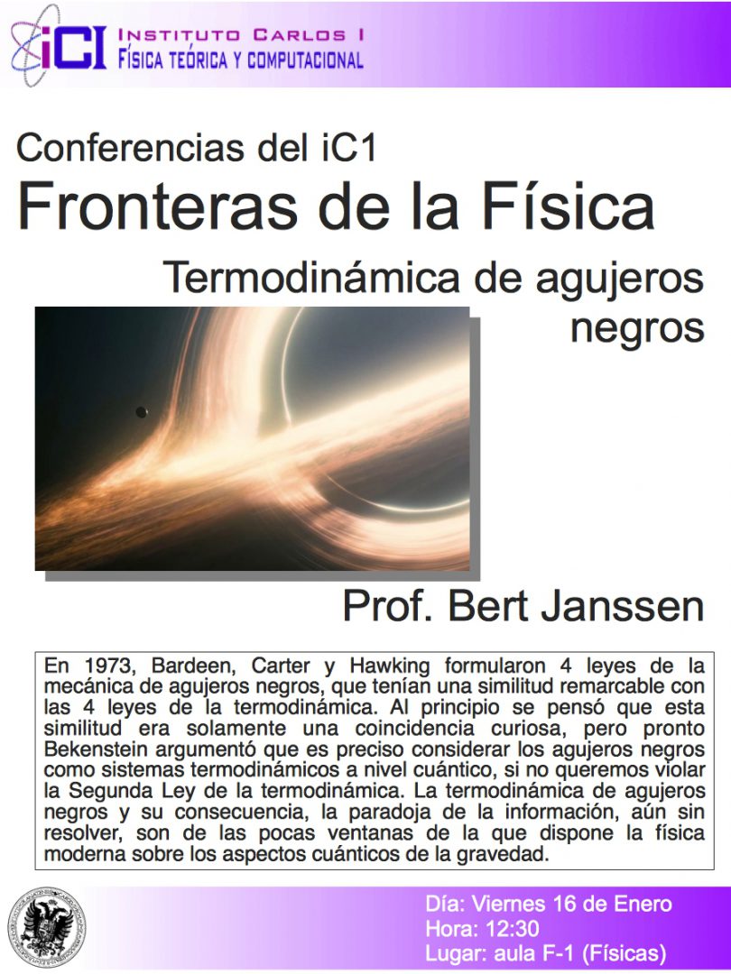 Cartel de la Conferencia: Termodinámica de los agujeros negros.