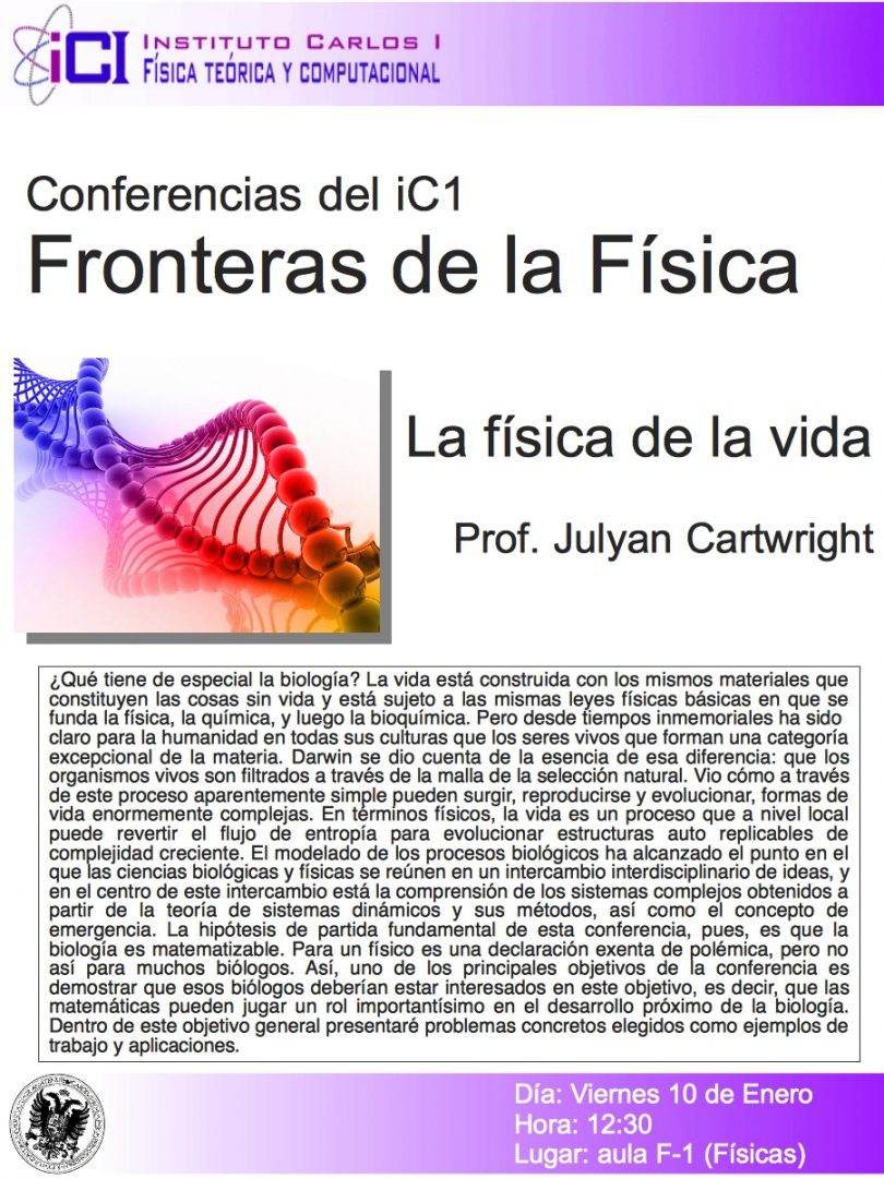 Cartel de la Conferencia: La física de la vida.