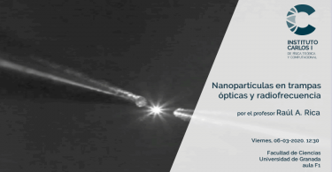 Cartel de la Conferencia: Nanopartículas en trampas ópticas y radiofrecuencia.