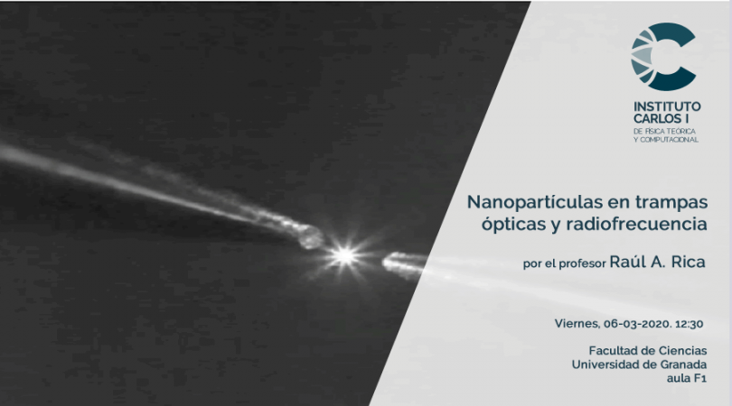 Cartel de la Conferencia: Nanopartículas en trampas ópticas y radiofrecuencia.