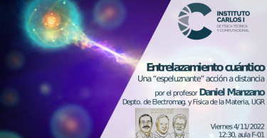 Cartel de la Conferencia: Entrelazamiento cuántico, una espeluznante acción a distancia.