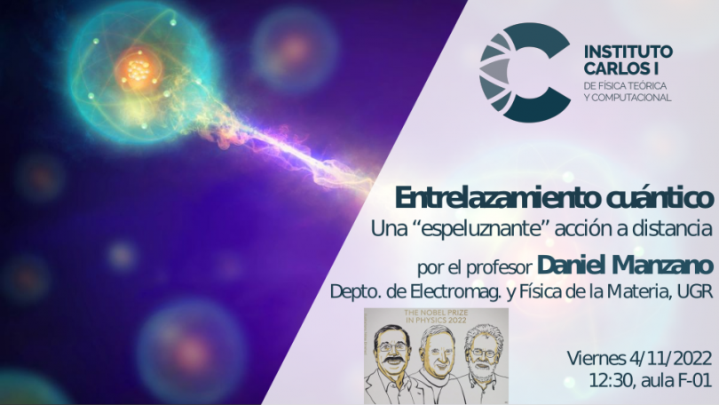 Cartel de la Conferencia: Entrelazamiento cuántico, una espeluznante acción a distancia.